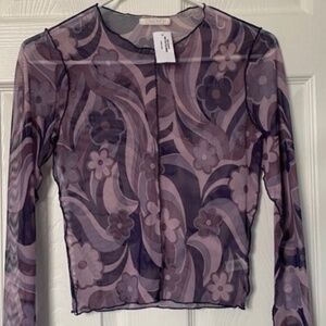 Tilly’s abstract purple mesh long sleeve
